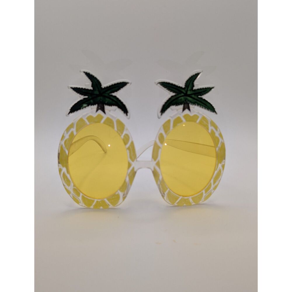 Pineapple Novelty Sunglasses Yellow Lenses Tropical Party Fun Glasses